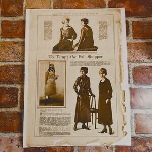 1918 Womens Fashion‎ "To Tempt the Fall Shopper" 1910s Apparel Original Vtg Page